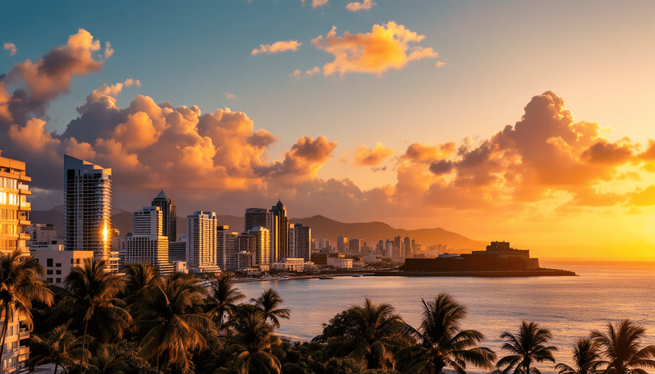 San Juan, Puerto Rico skyline at sunset, where MBPS is opening its next office