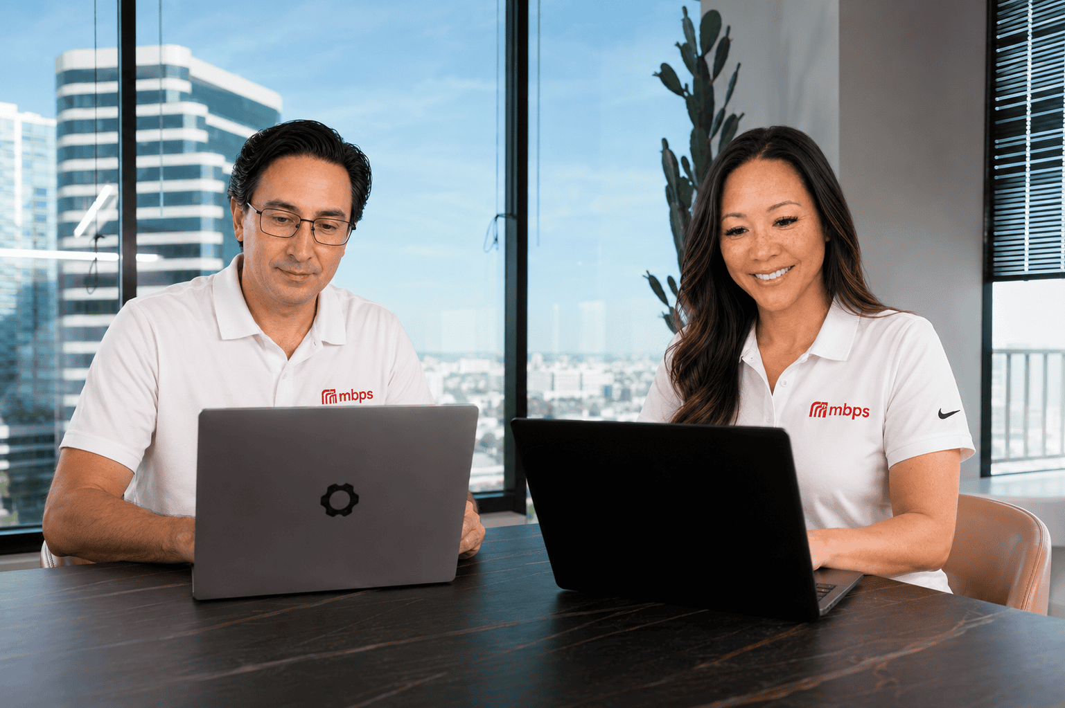 MBPS network security services technicians working on network equipment