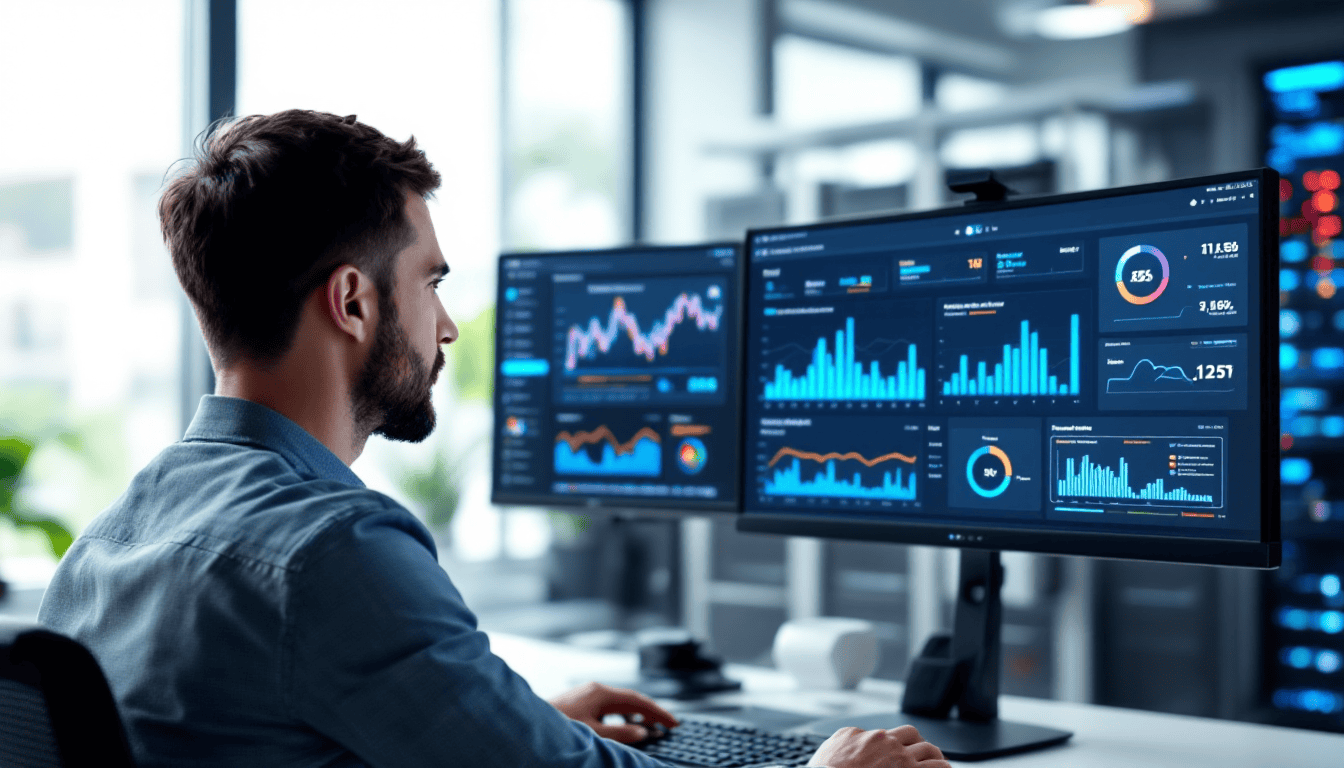 IT technician monitoring network dashboard illustrating benefits of managed IT services