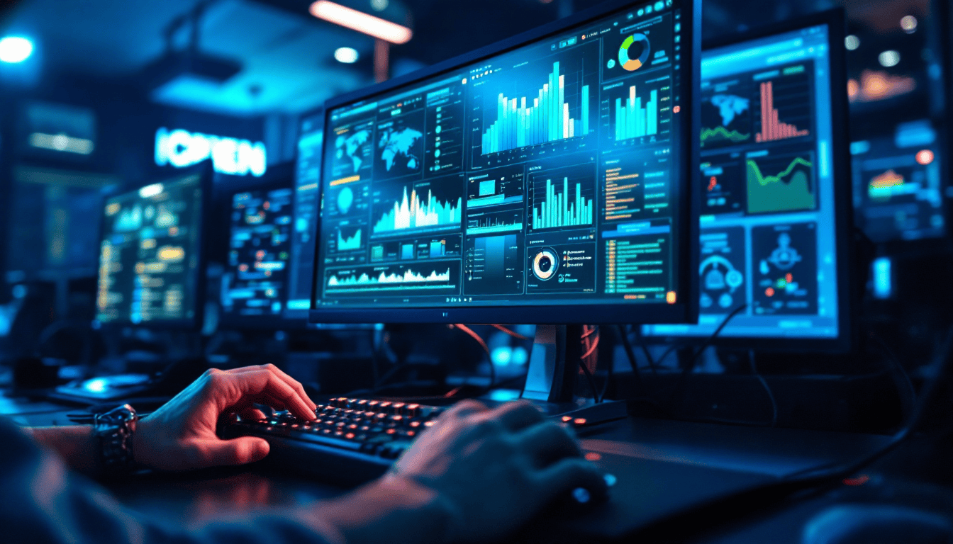 IT technician monitoring systems that show how managed IT services improve uptime through real-time dashboards