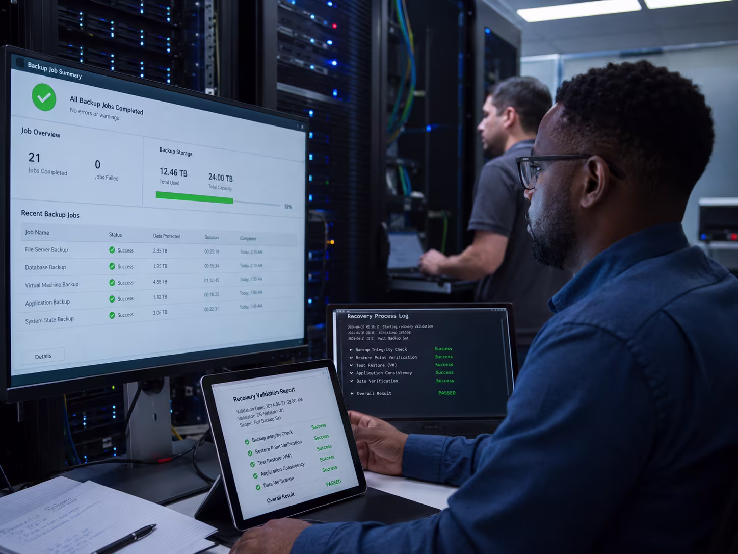 Executive reviewing cybersecurity best practices