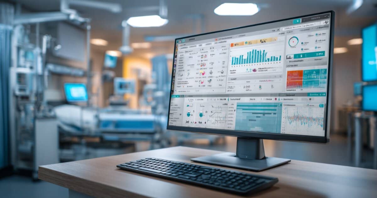 Clinical workstation displaying a patient data dashboard in a medical practice